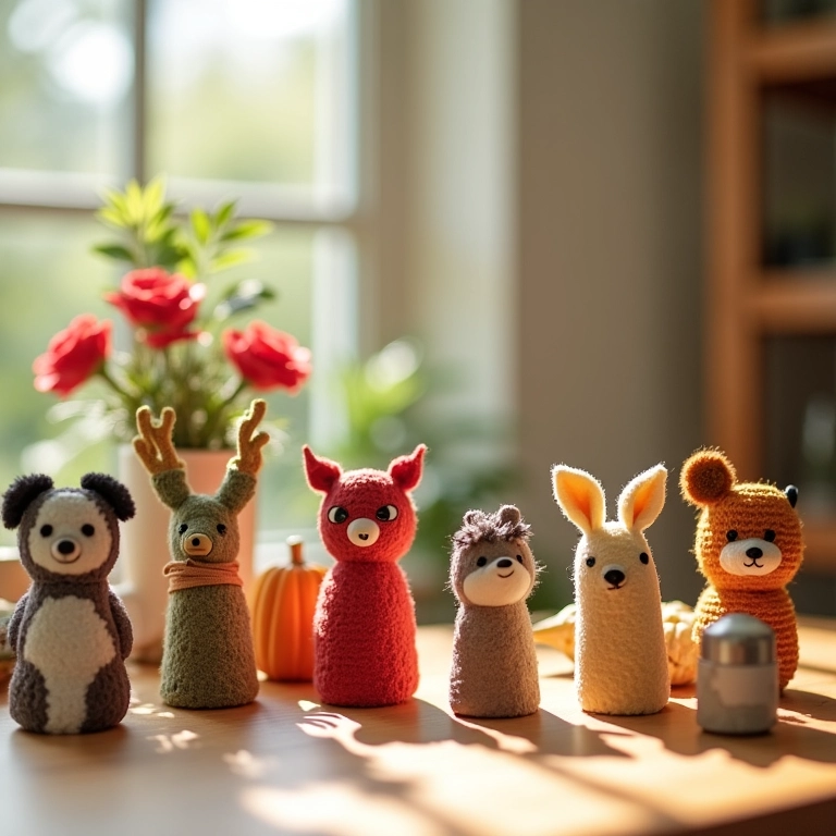 Artesanato criativo feito de rolos de papel higiênico transformados em amigurumis.