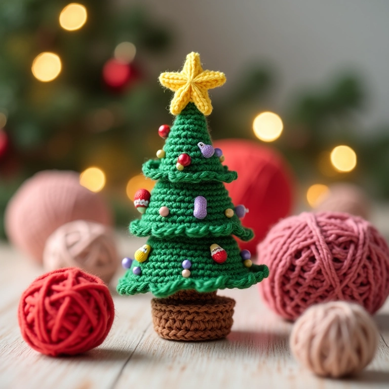 Árvore de Natal de amigurumi, perfeita para lembrancinha natalina infantil.
