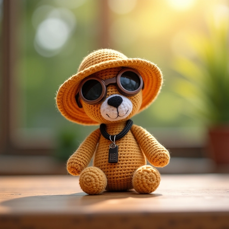 Binóculos de explorador do circo em amigurumi.