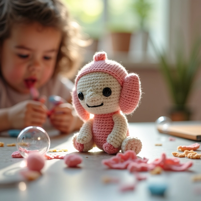 Bolinhas de sabão turbinadas em amigurumi para lembrancinha infantil.