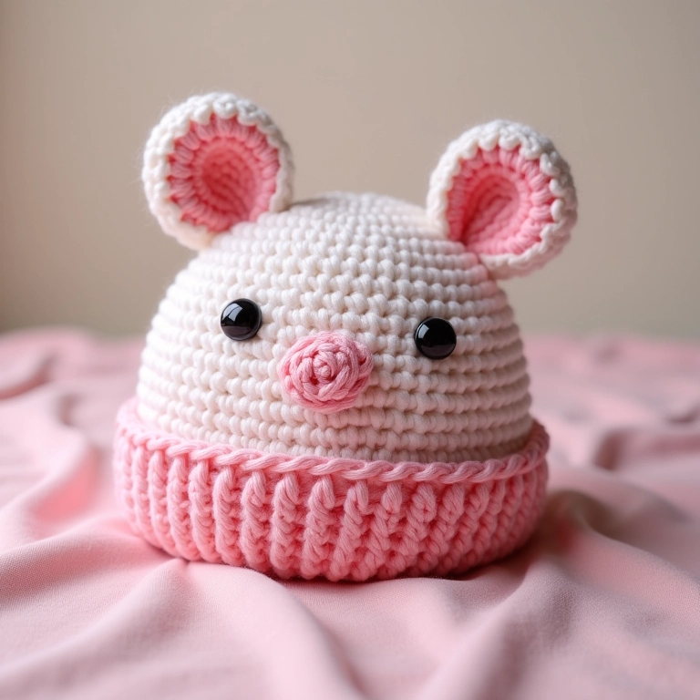 Boné de amigurumi feminino.