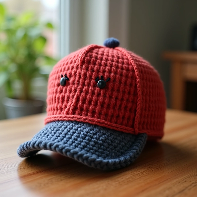 Boné trucker de amigurumi.