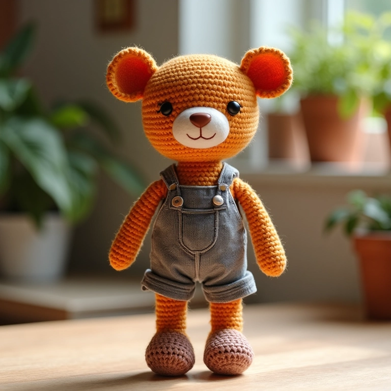 Boneca de pano amigurumi montada.