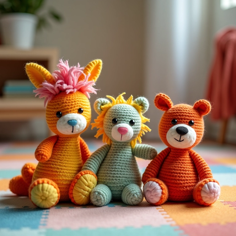 Brinquedos divertidos de amigurumi.