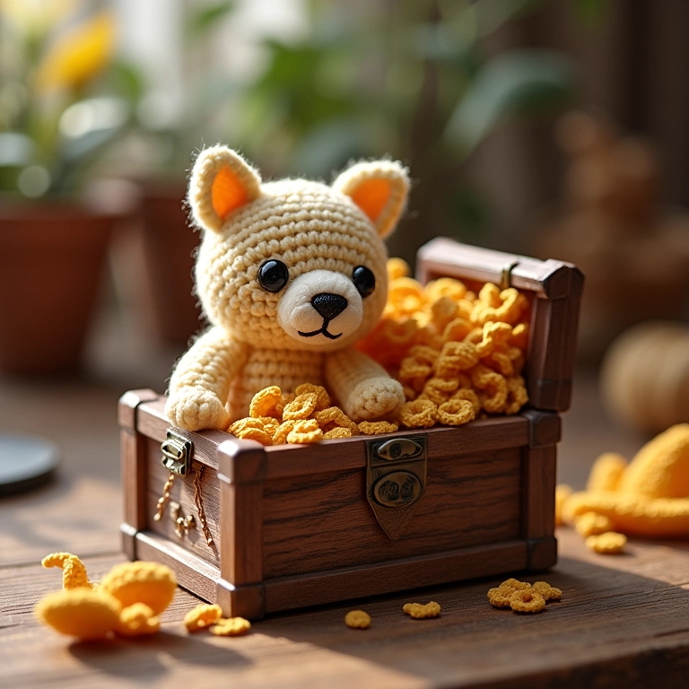 Caça ao tesouro criativo em amigurumi para lembrancinha de aniversário.