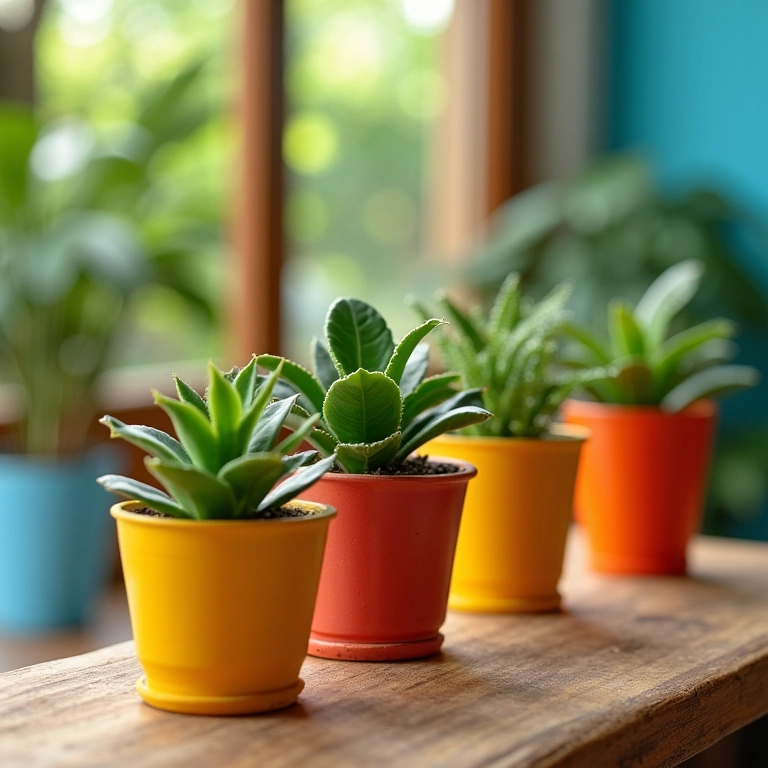 Cachepots charmosos feitos de caixinhas de leite com pequenas plantas.