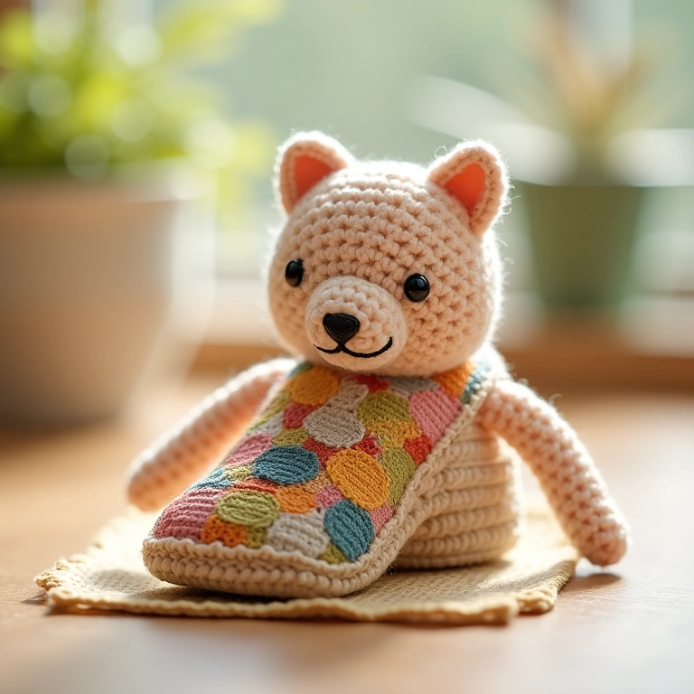 Caixa de sapato de amigurumi com padrão de planilha.