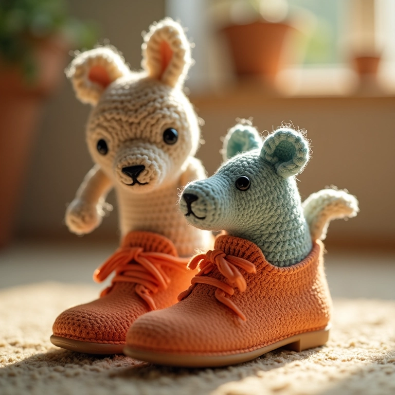 Caixa de sapato de amigurumi para organizar contas.