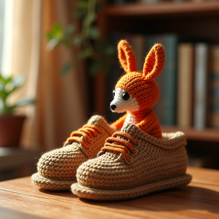 Caixa de sapato de amigurumi para organizar livros.