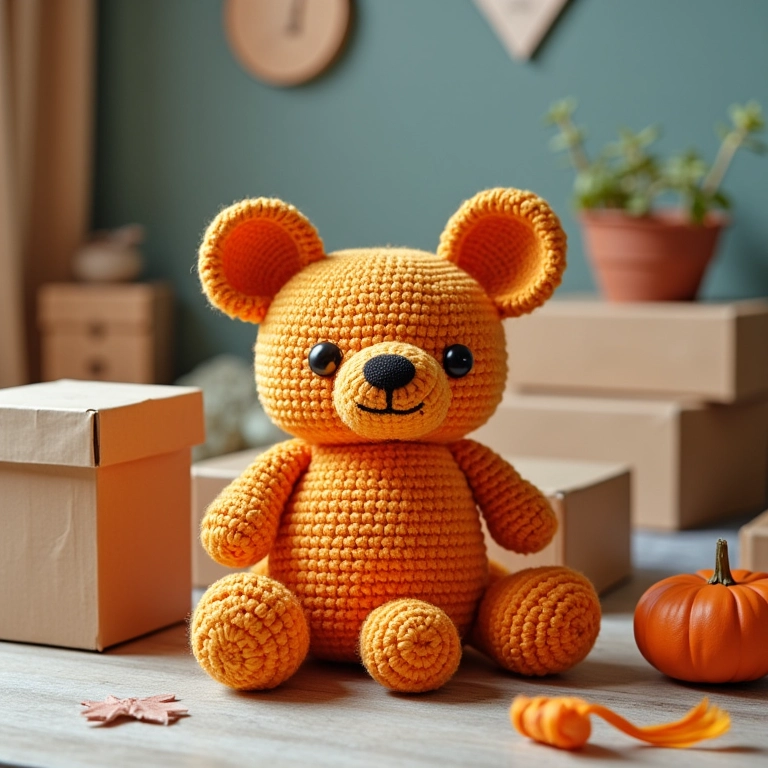 Caixas de papelão repaginadas com amigurumis.