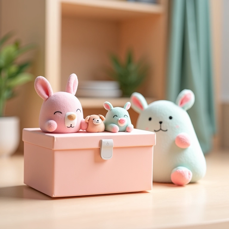 Caixas organizadoras de amigurumi para closet.