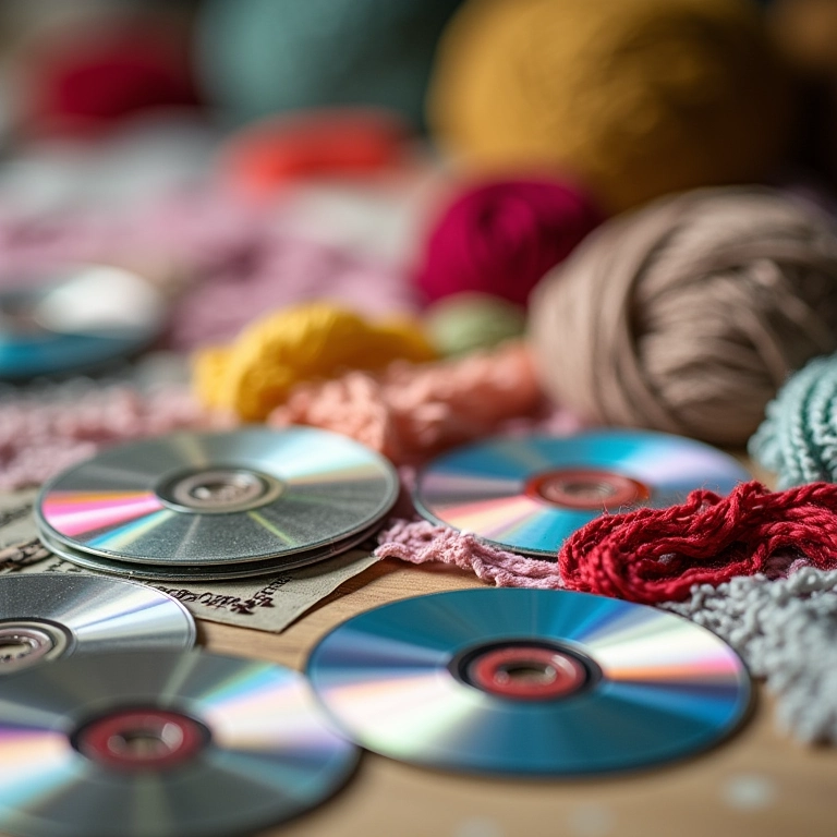 CDs de crochê limpos prontos para serem reciclados em amigurumis.