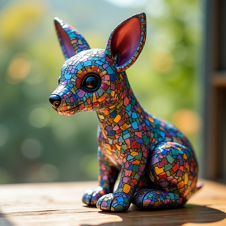 CDs e DVDs transformados em mosaicos de amigurumi.