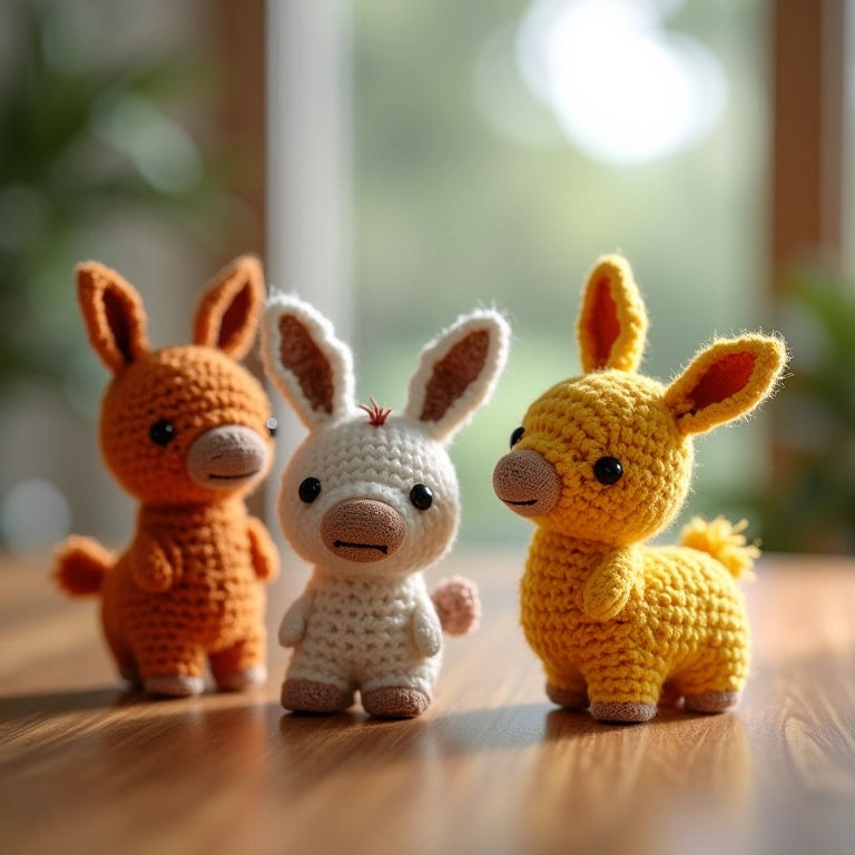 Centros de mesa com amigurumis da Galinha Pintadinha.