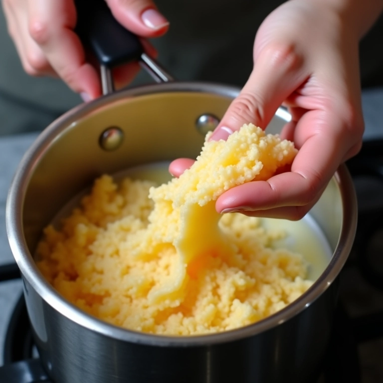 Cera de soja derretendo facilmente em banho-maria para velas artesanais.