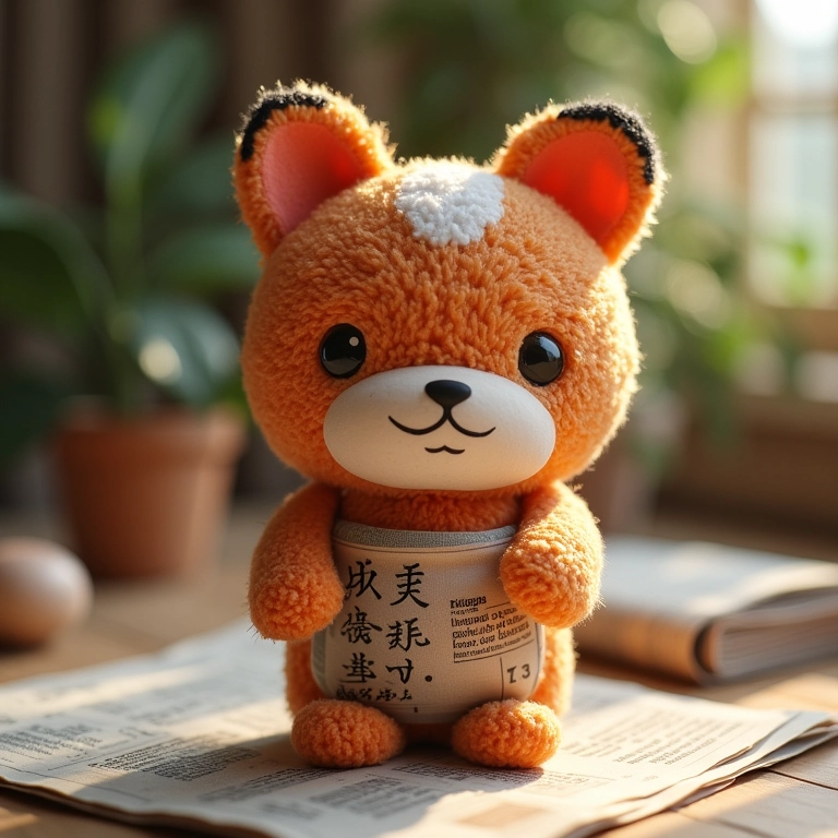 Cesto de jornal de amigurumi com uma camada protetora de verniz.