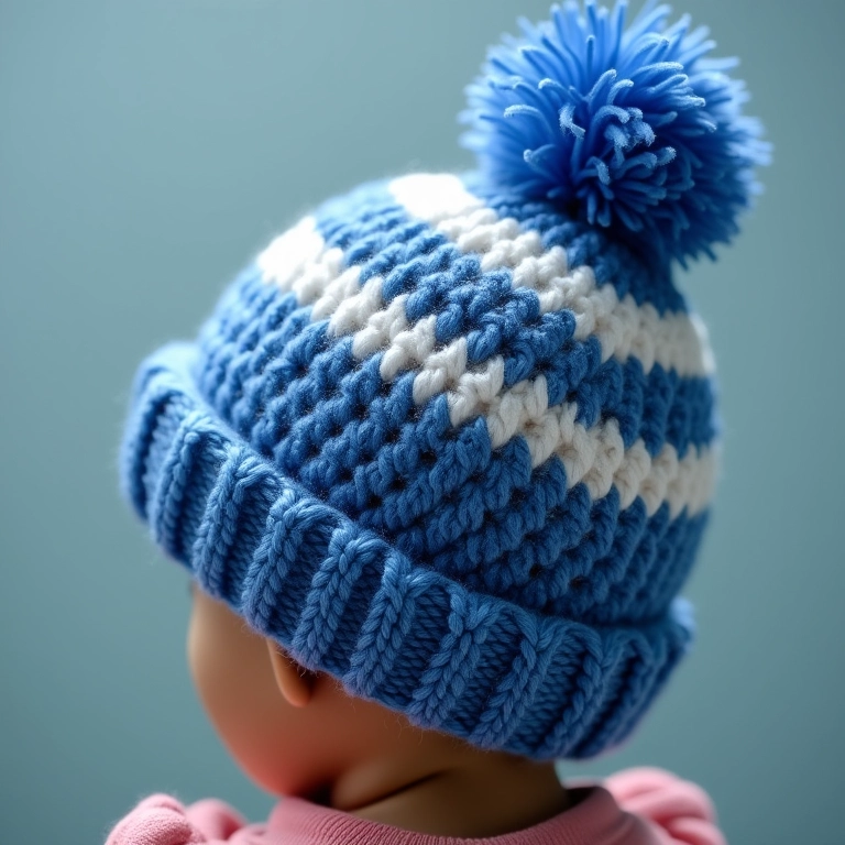 Chapéu de crochê náutico feito com fio de crochê náutico.