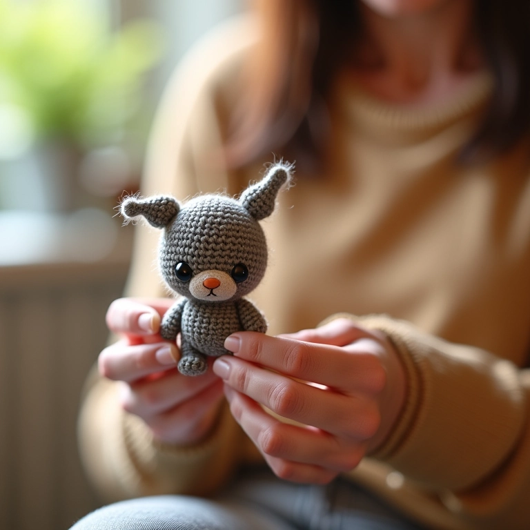 Chaveiro personalizado de crochê amigurumi para lembrancinha de nascimento.