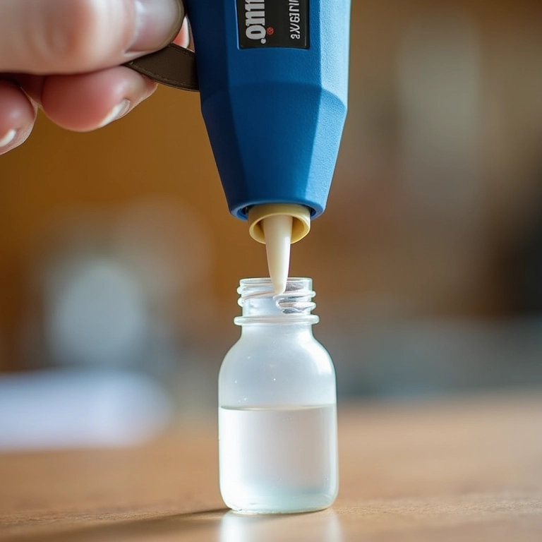 Cola Quente da Tekbond sendo usada para decorar garrafinhas da Minnie.