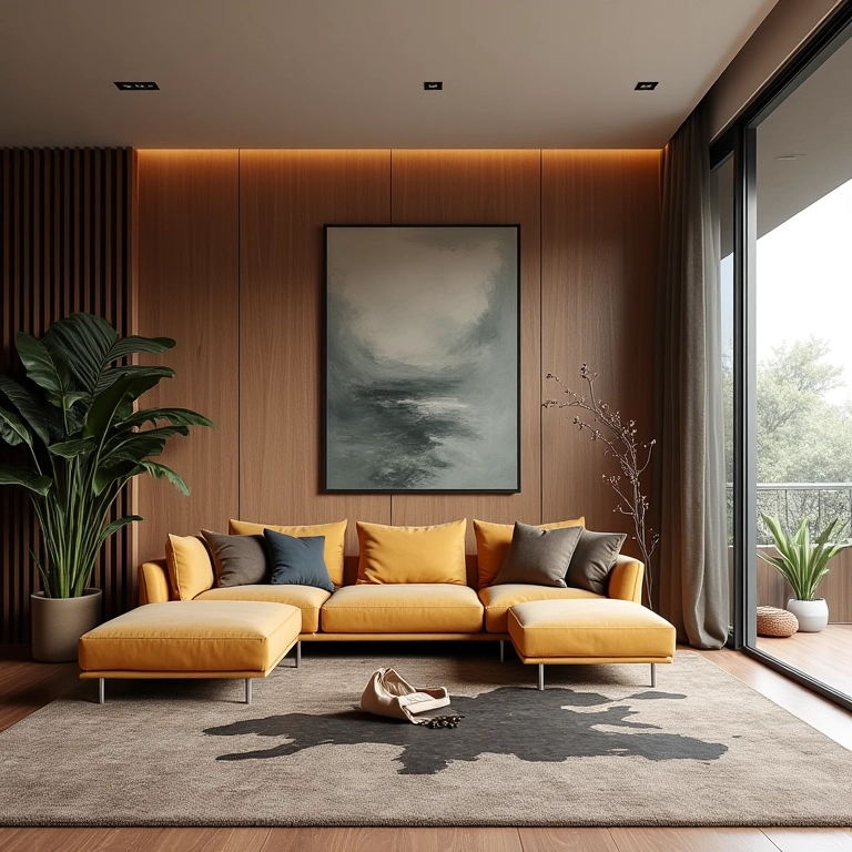 Combinação de materiais reciclados com outros estilos de decoração em sala.