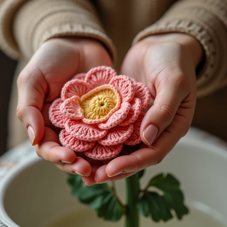 Como lavar um peso de porta flor de crochê.