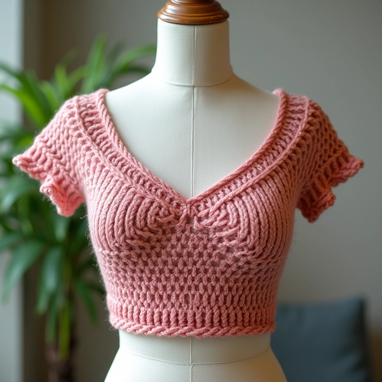 Cropped de crochê finalizado.