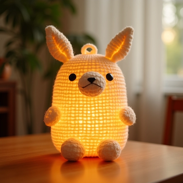 Cúpula de luminária charmosa feita de crochê amigurumi.