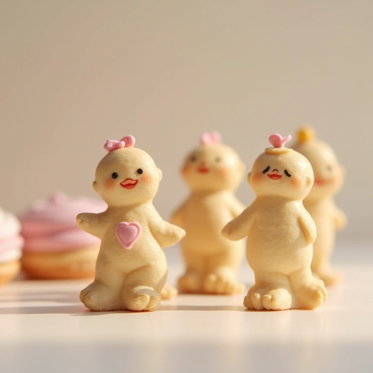 Delicate biscuit figurines, miniature details, pastel colors, natural light, professional Miniaturas delicadas de biscuit com detalhes minuciosos.