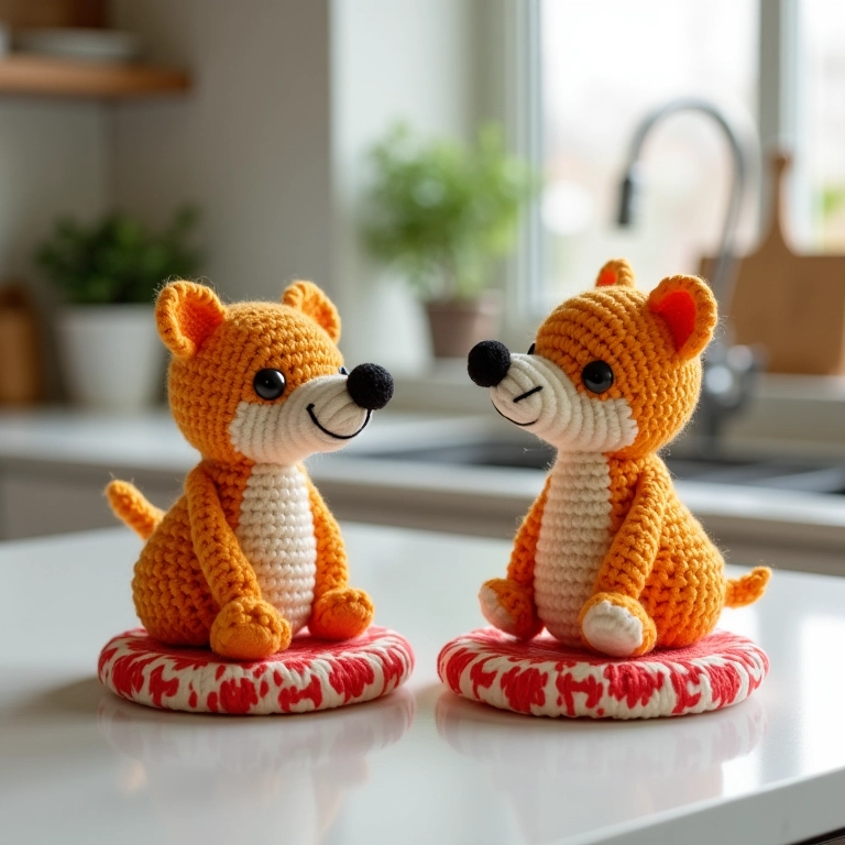 Descanso de panelas prático de amigurumi.