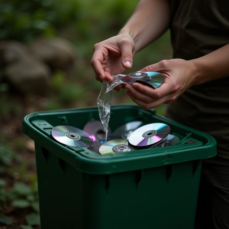 Descarte correto de restos de CD.