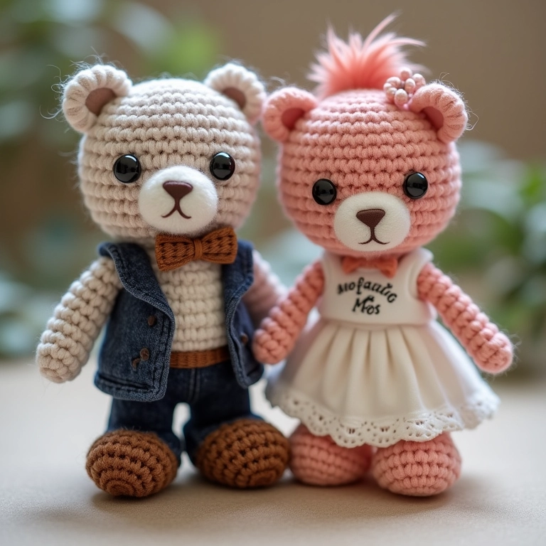 Detalhe da textura do crochê em lembrancinhas personalizadas de casamento.