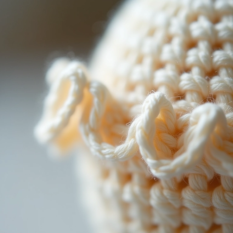 Detalhe de amigurumi com bico de crochê em ponto leque.