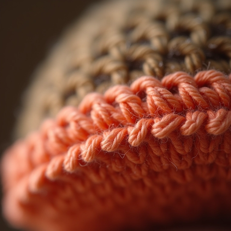 Detalhe de amigurumi com bico de crochê simples em ponto caranguejo.