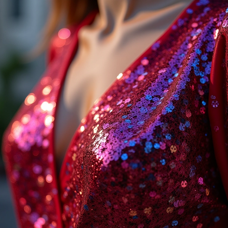 O truque para o glitter não sair da roupa depois de lavar Detalhe de roupa com glitter soltando após a lavagem, demonstrando o problema abordado no artigo.