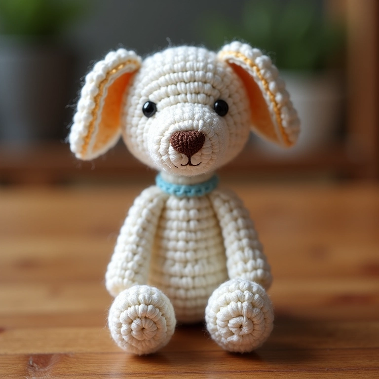 Detalhe de um amigurumi de porta-retrato de EVA em crochê.