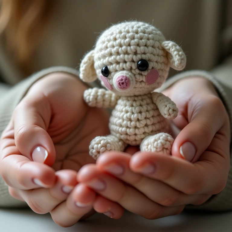 Detalhes DIY em amigurumi de crochê.