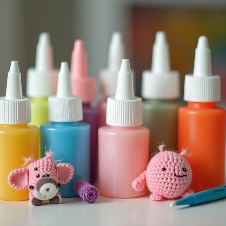 Diferentes tipos de cola para artesanato com amigurumi.