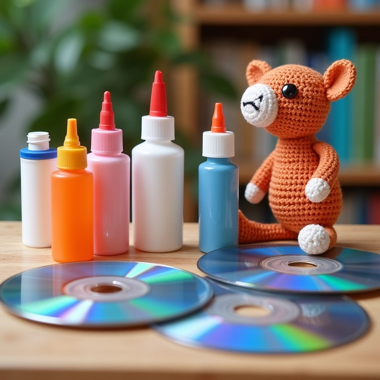 Diferentes tipos de cola para usar em artesanato com CDs.