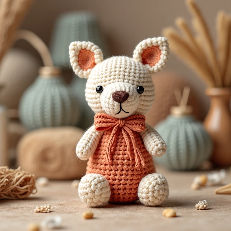 Embalagens para presente de crochê amigurumi feitas com PET reciclado e um design elegante.