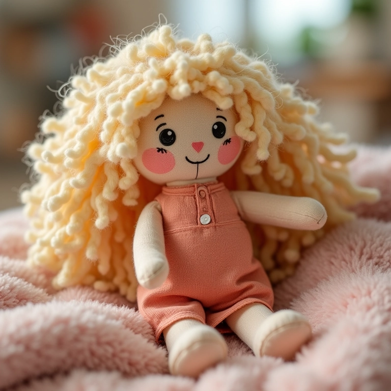 Enchendo uma boneca de crochê para deixá-la macia.