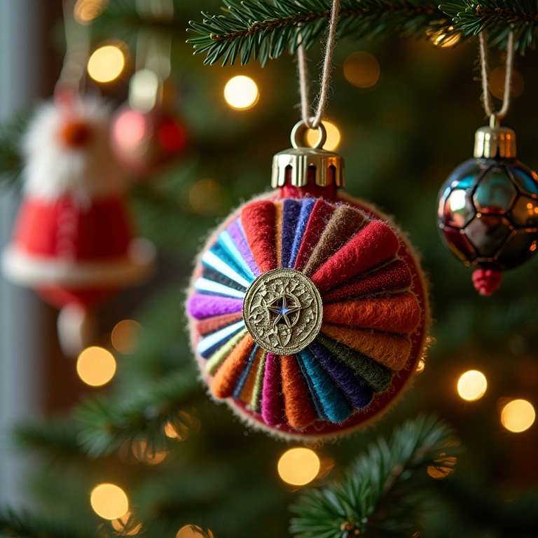 Enfeites de Natal de amigurumi com CDs reciclados.