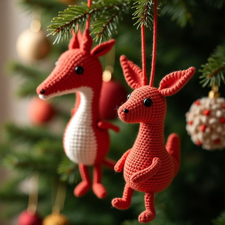 Enfeites de Natal de amigurumi em formato de origami.