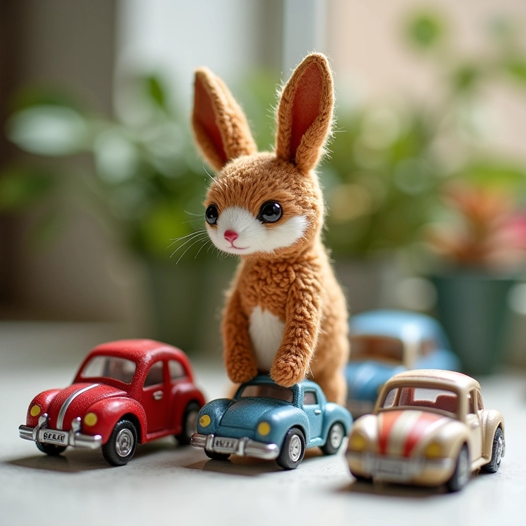 Estacionamento vertical em amigurumi feito com caixa de sapato reciclada.