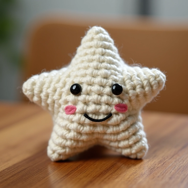 Estrela de crochê feita com algodão sustentável, detalhe dos pontos.