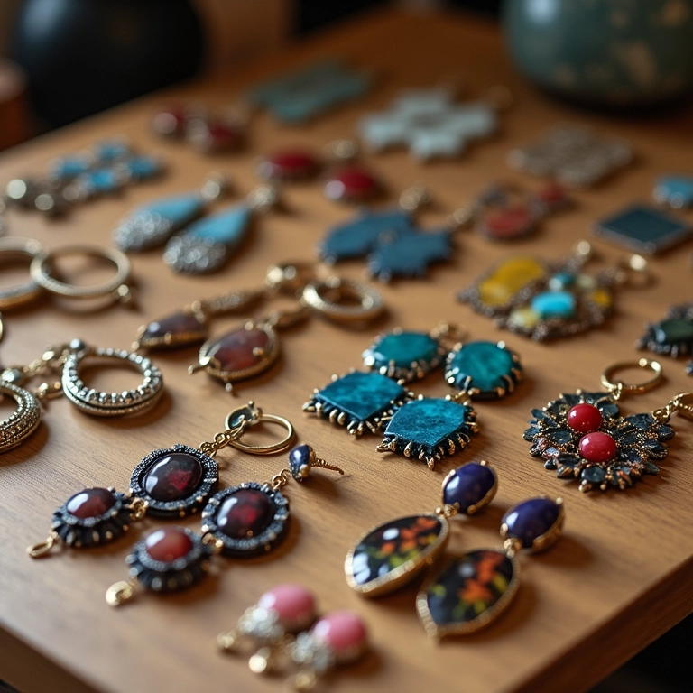 Exposição de joias artesanais em uma loja online.