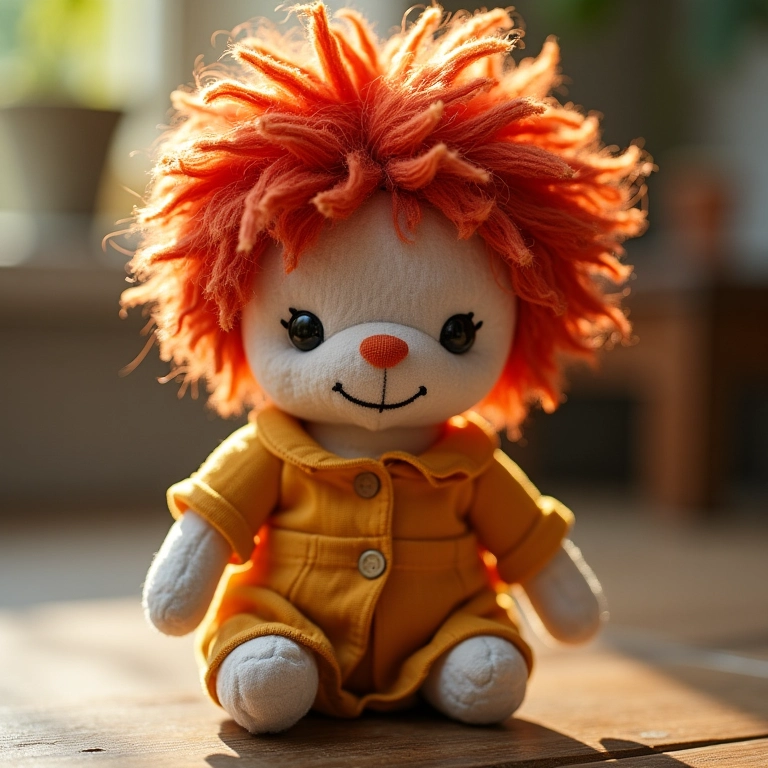 Fechando abertura de boneca de pano amigurumi.