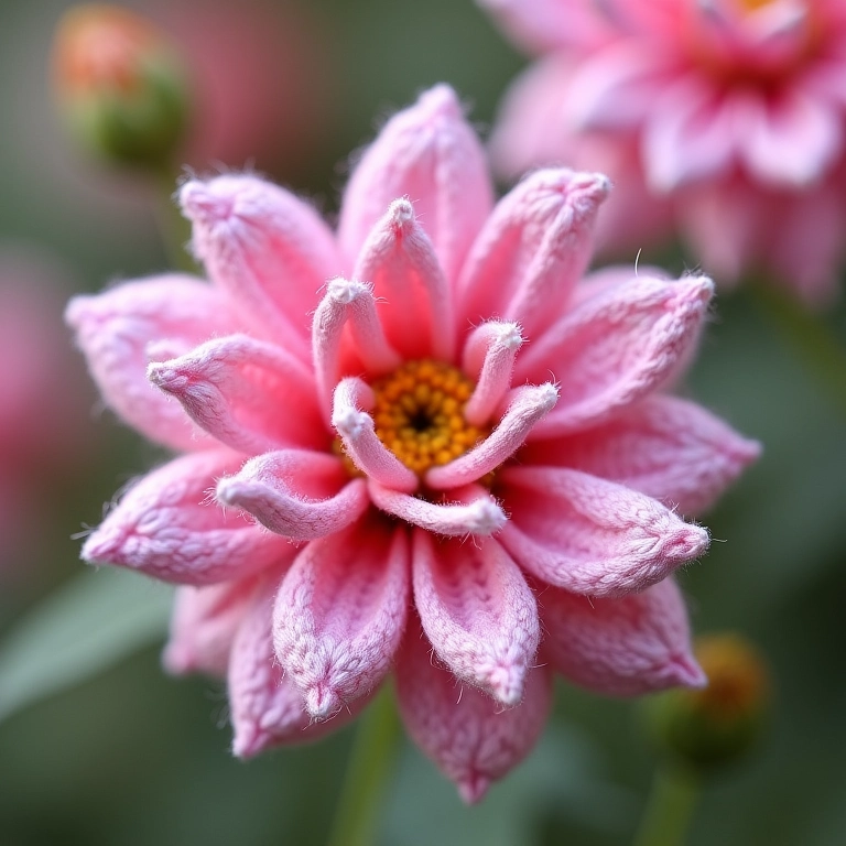 Flor de crochê com fitas desfiadas.