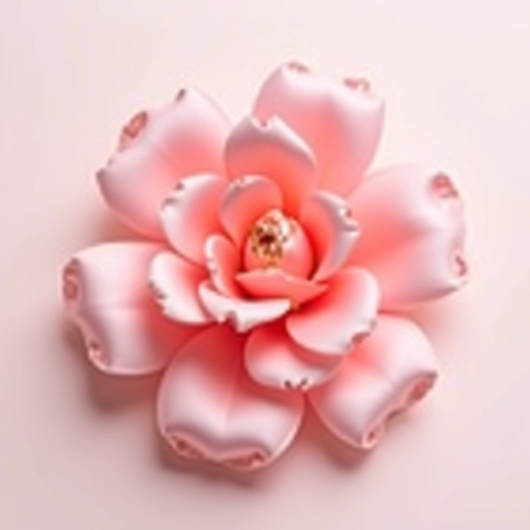 Flor de fita de cetim elegante com pétalas arredondadas, um toque de sofisticação.