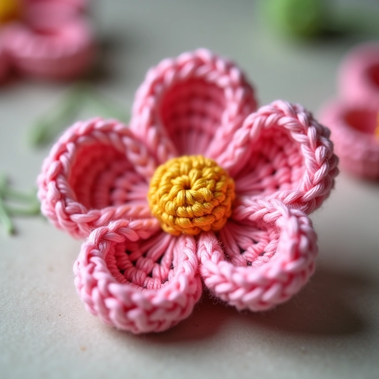 Flor de fita de cetim em amigurumi simples para iniciantes.