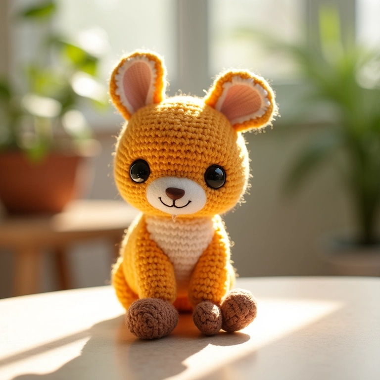 Galinha Pintadinha em crochê finalizada e pronta para decorar a mesa.